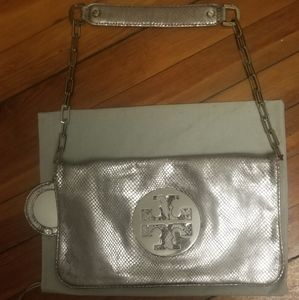 Tory Burch Silver Snakeskin bag
